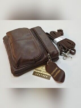 Genuine Leather Brown Crossbody Bag - Hand Crafted